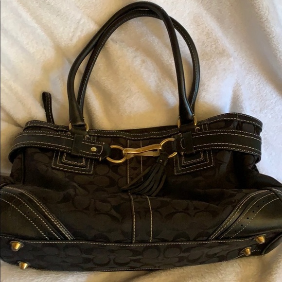 Black Signature “C” Fabric & Leather Coach Satchel - Picture 1 of 16